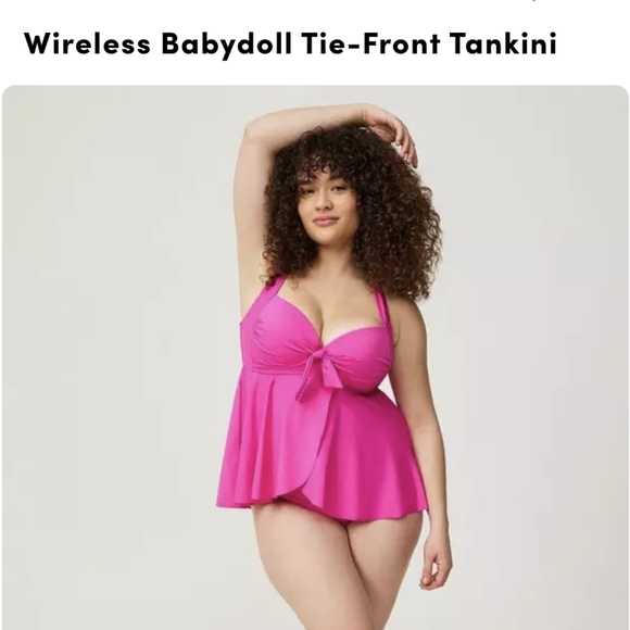 Torrid Wireless Pink Tankini Top & Multi Striped Bottoms Size 10/12  0x D/DD - Picture 12 of 15